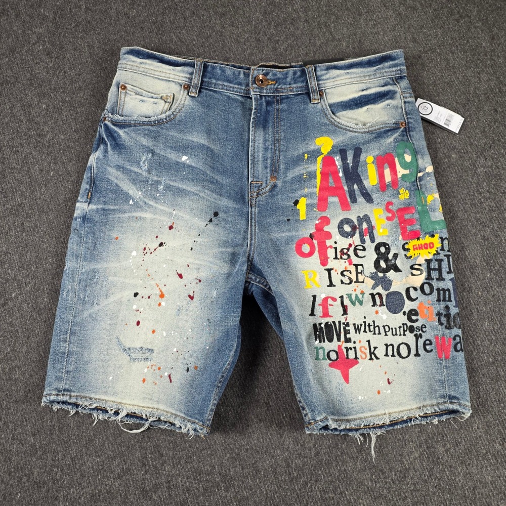 Akoo Mens Standard Fit Valid Jean shorts Cobalt‎ Size 32 $118 NWT